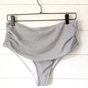 Ruched Side Diagonal Stripe Bikini Bottoms - XL